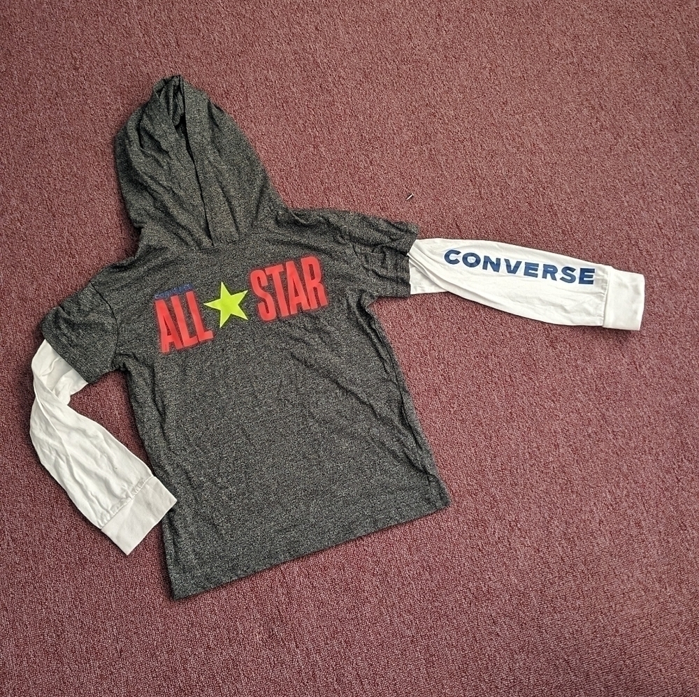 Girls converse long sleeve hooded long sleeve shirt